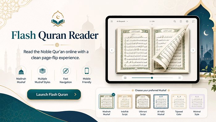 Flash Quran Reader online Mushaf